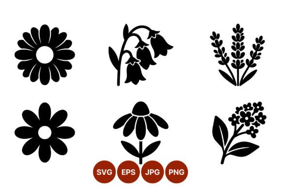 Black White Floral Silhouettes Graphics and Illustrations Review