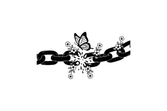 Butterfly and Floral Chain Vector Illust: Graphics for Editorial Polish