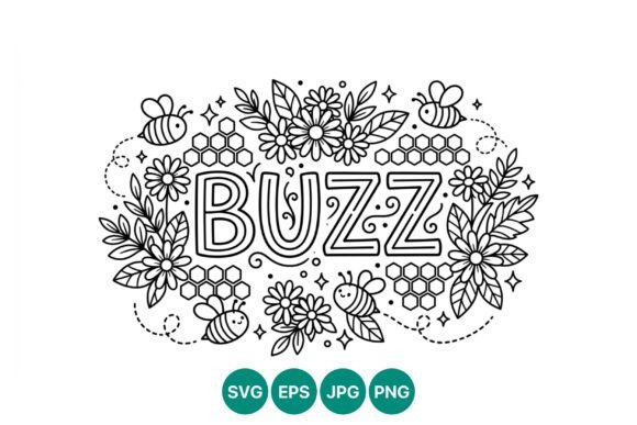 Buzz Bee Floral Line Art Graphics and Illustrations Review