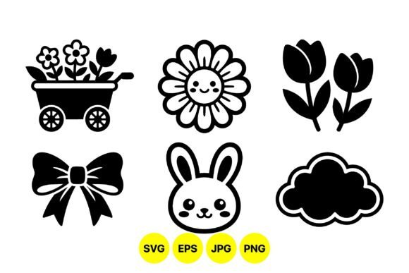 Cute Spring Floral Vector Clipart Graphics and Illustrations