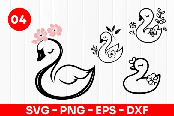 Cute Swan Cartoon Bird Floral Animal SVG Graphics and Illustrations Review