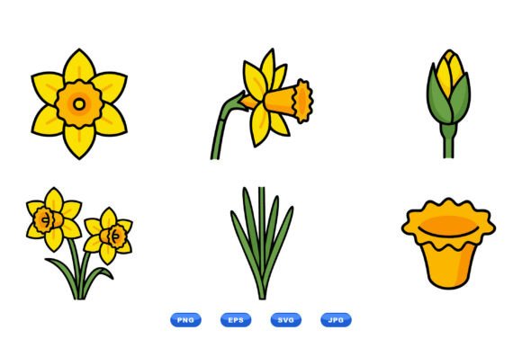 Daffodil Floral Clipart Pack: Graphics and Illustrations for Spring Crafts