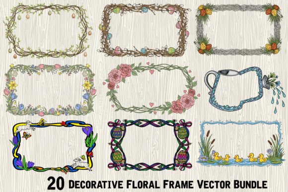 Decorative Floral Frame Vector Bundle: Graphics and Illustrations for Branding