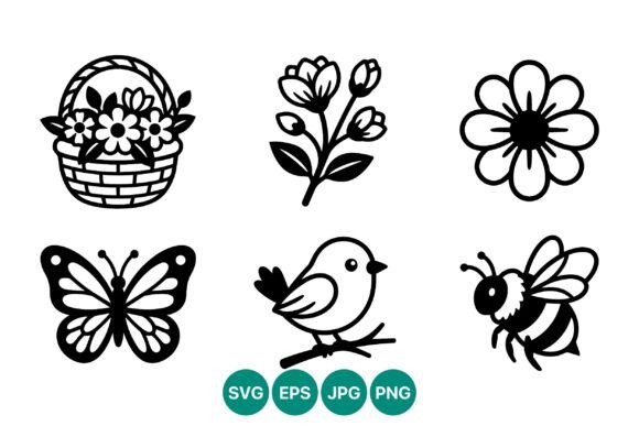 Floral Basket Butterfly Bird Bee Vector Graphics and Illustrations Review
