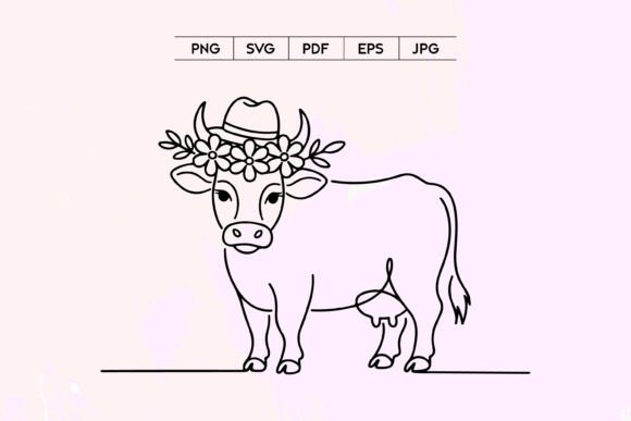 Floral Cow Line Art SVG: A Designer’s Take on Rustic Graphics and Illustrations