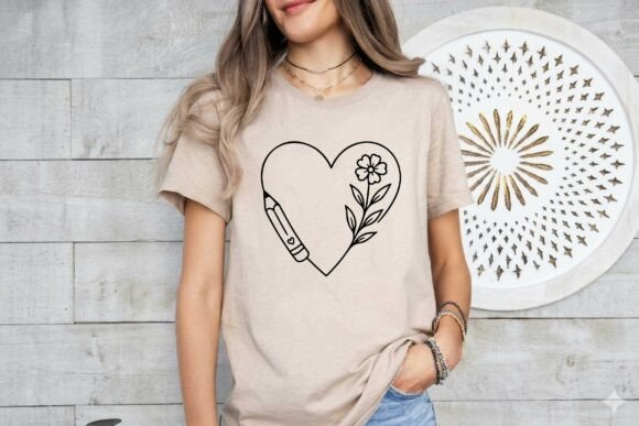 Floral Heart Pencil Teacher s Day Vector Graphics and Illustrations
