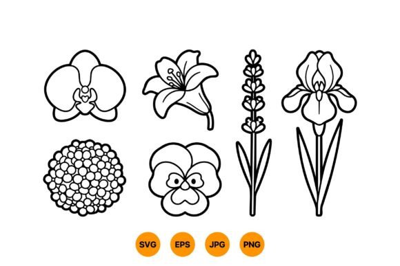 Floral Outline SVG Clipart Graphics and Illustrations Review