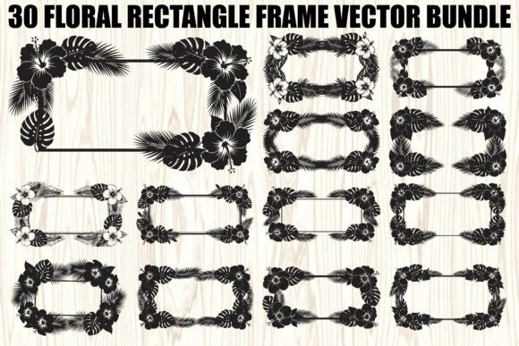 Floral Rectangle Frame SVG Bundle Graphics and Illustrations