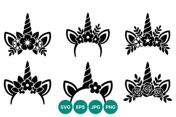 Floral Unicorn Headbands Vector Art Graphics and Illustrations Review
