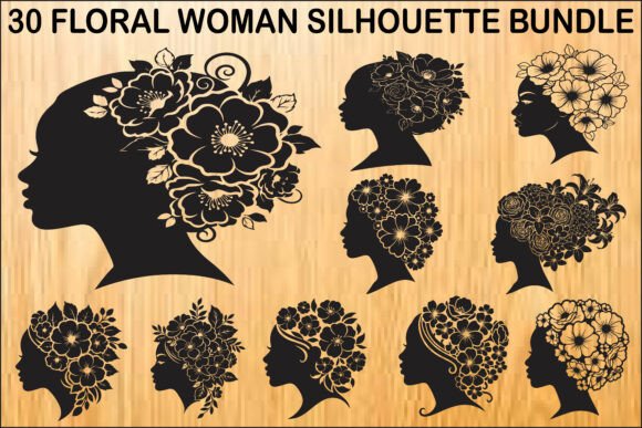 Floral Woman Silhouette SVG Graphics and Illustrations Review