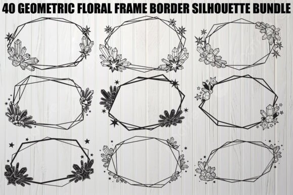 Geometric Floral Frame Border Bundle Graphics and Illustrations
