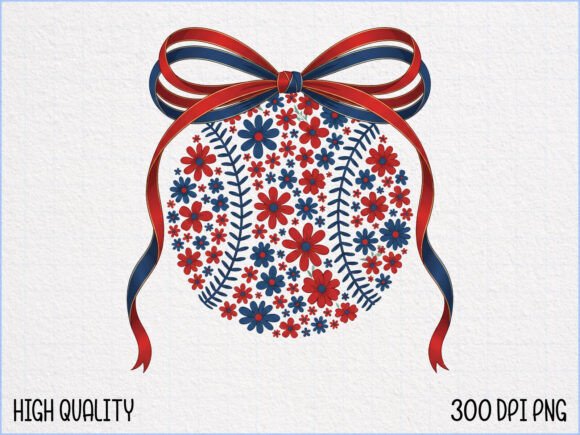 Patriotic Floral Baseball SVG PNG Graphics and Illustrations