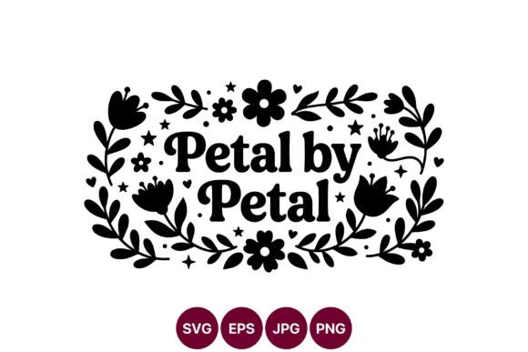 Petal by Petal Black and White Floral Graphics and Illustrations