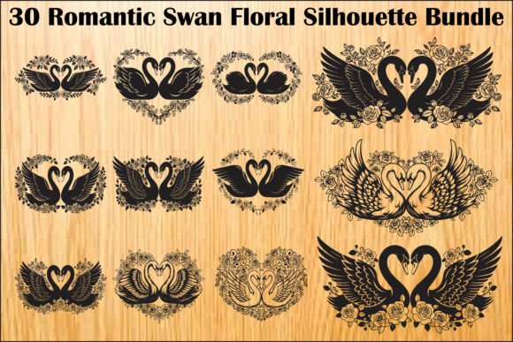 Romantic Swan Floral SVG Bundle: Graphics and Illustrations for Elegant Design
