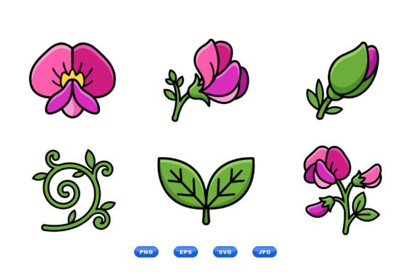 Sweet Pea Floral Clipart Pack: Graphics and Illustrations for Modern Branding