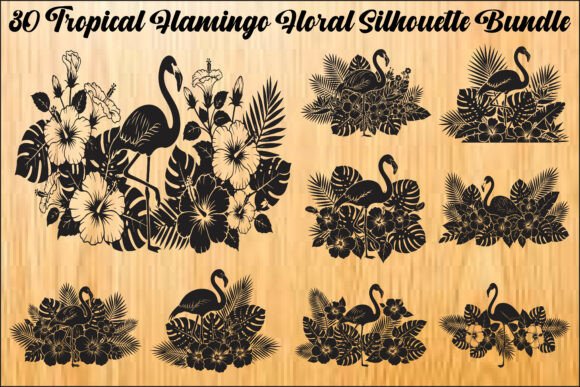 Tropical Flamingo Floral Silhouette Bund: Graphics and Illustrations for Editorial Design